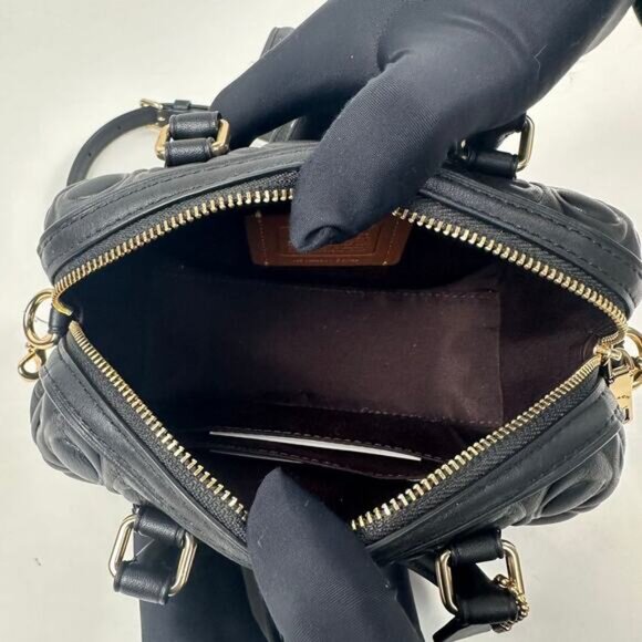 Coach Mini Rowan Crossbody Bag In Signature Leather IN Black - Picture 6 of 13
